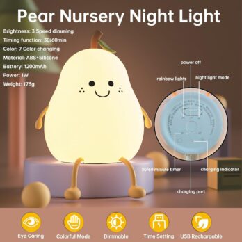 Rechargeable Silicone Pear Night Lamp